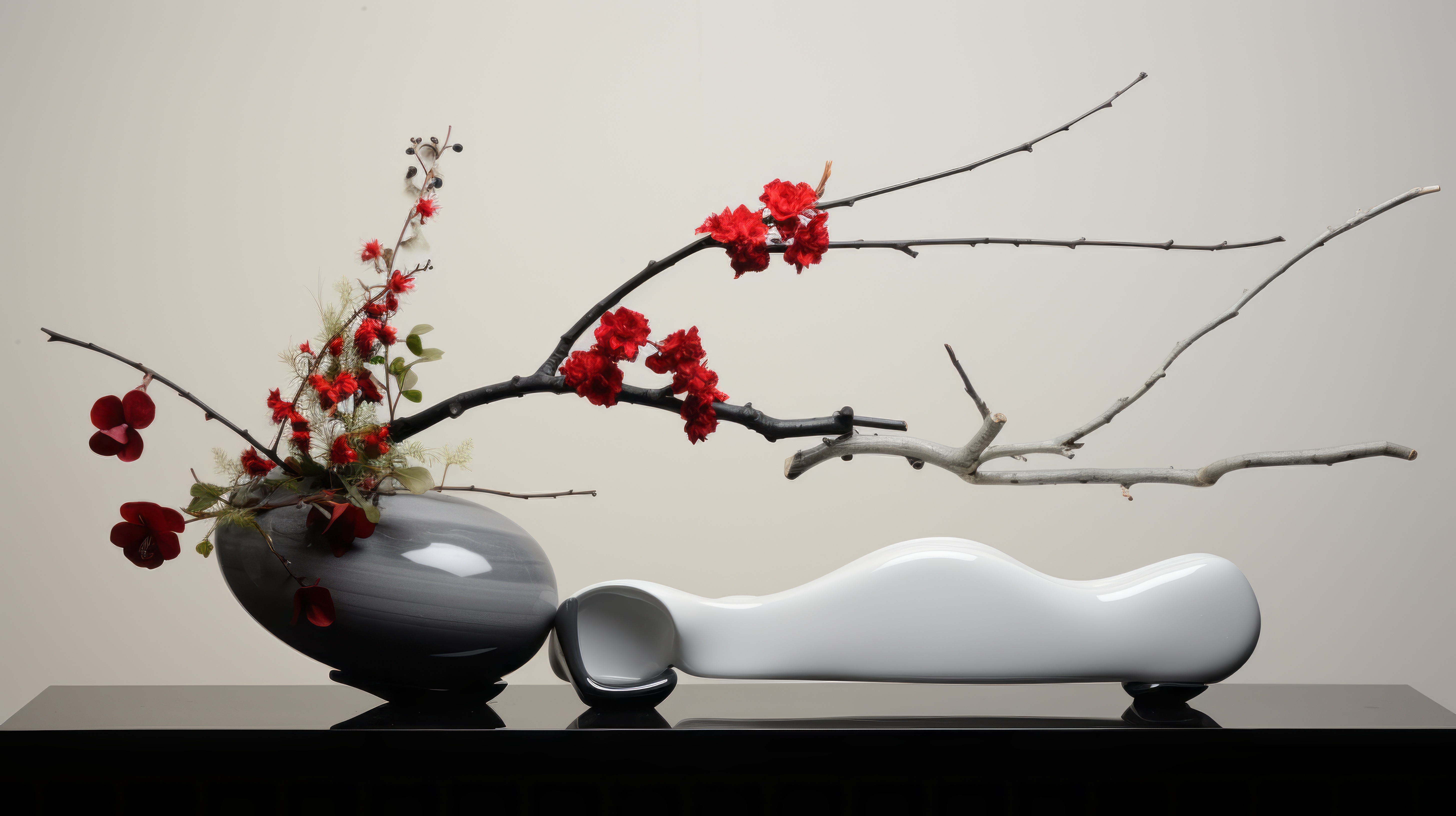 floral table decor with bright red colours signifying renewal and growth
